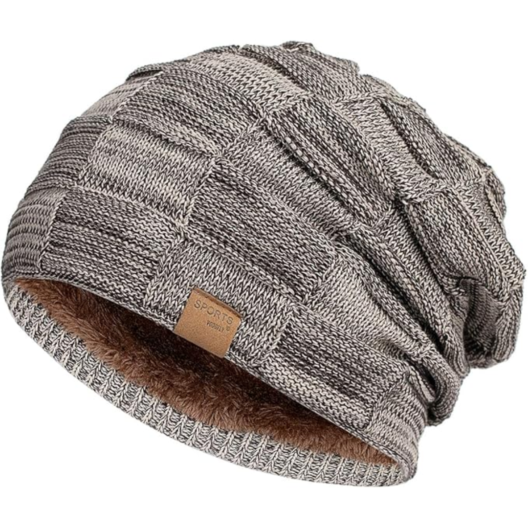 Slouchy Knitted Beanie - Luca-Brown-Nora Luxe