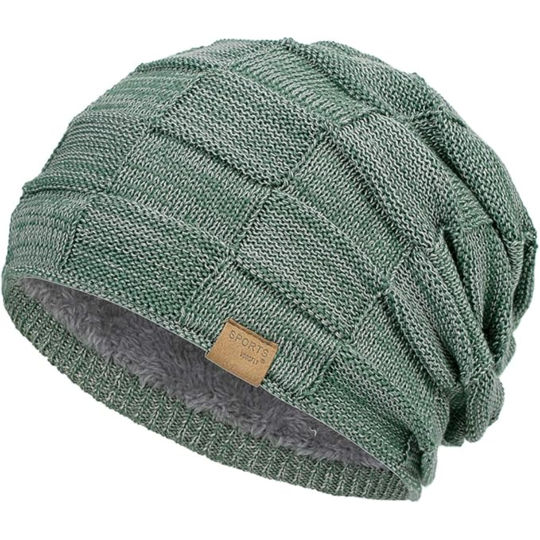Slouchy Knitted Beanie - Luca-Green-Nora Luxe
