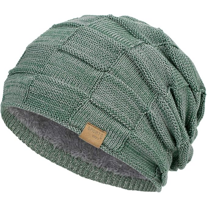 Slouchy Knitted Beanie - Luca-Green-Nora Luxe