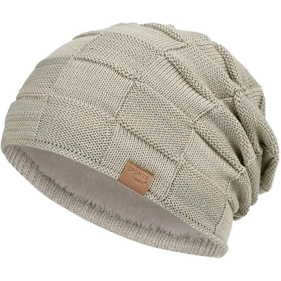 Slouchy Knitted Beanie - Luca-Khaki-Nora Luxe
