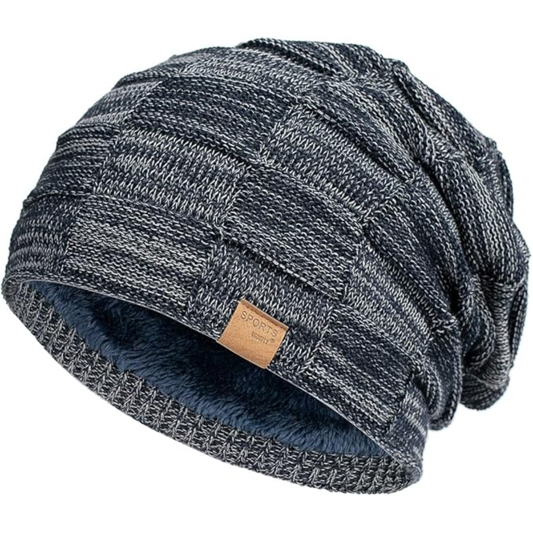 Slouchy Knitted Beanie - Luca-Marine blue-Nora Luxe