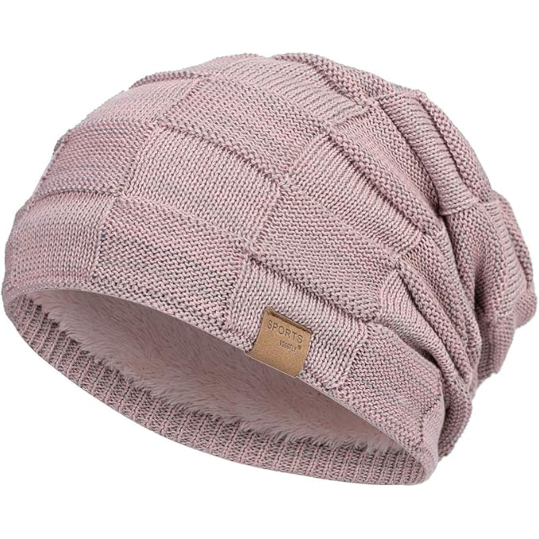 Slouchy Knitted Beanie - Luca-Pink-Nora Luxe