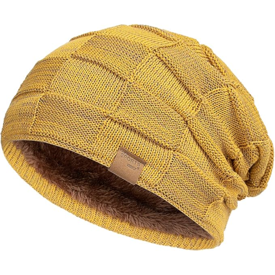 Slouchy Knitted Beanie - Luca-Yellow-Nora Luxe
