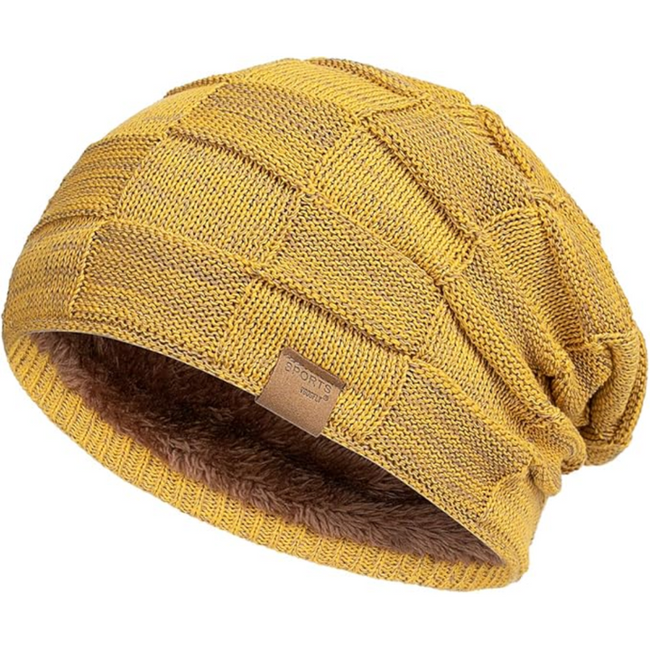 Slouchy Knitted Beanie - Luca-Yellow-Nora Luxe