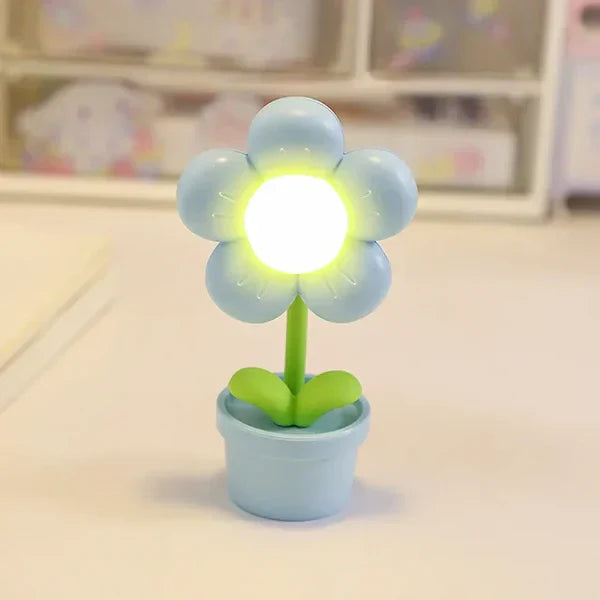Small Flower Relaxing Table Lamp - BlossomGlow-Blue-Nora Luxe