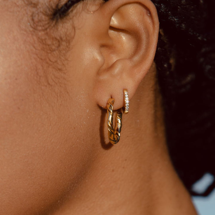 Small Hoops with Zirconia - Amara-Gold-Nora Luxe