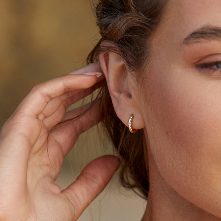 Small Hoops with Zirconia - Amara-Gold-Nora Luxe