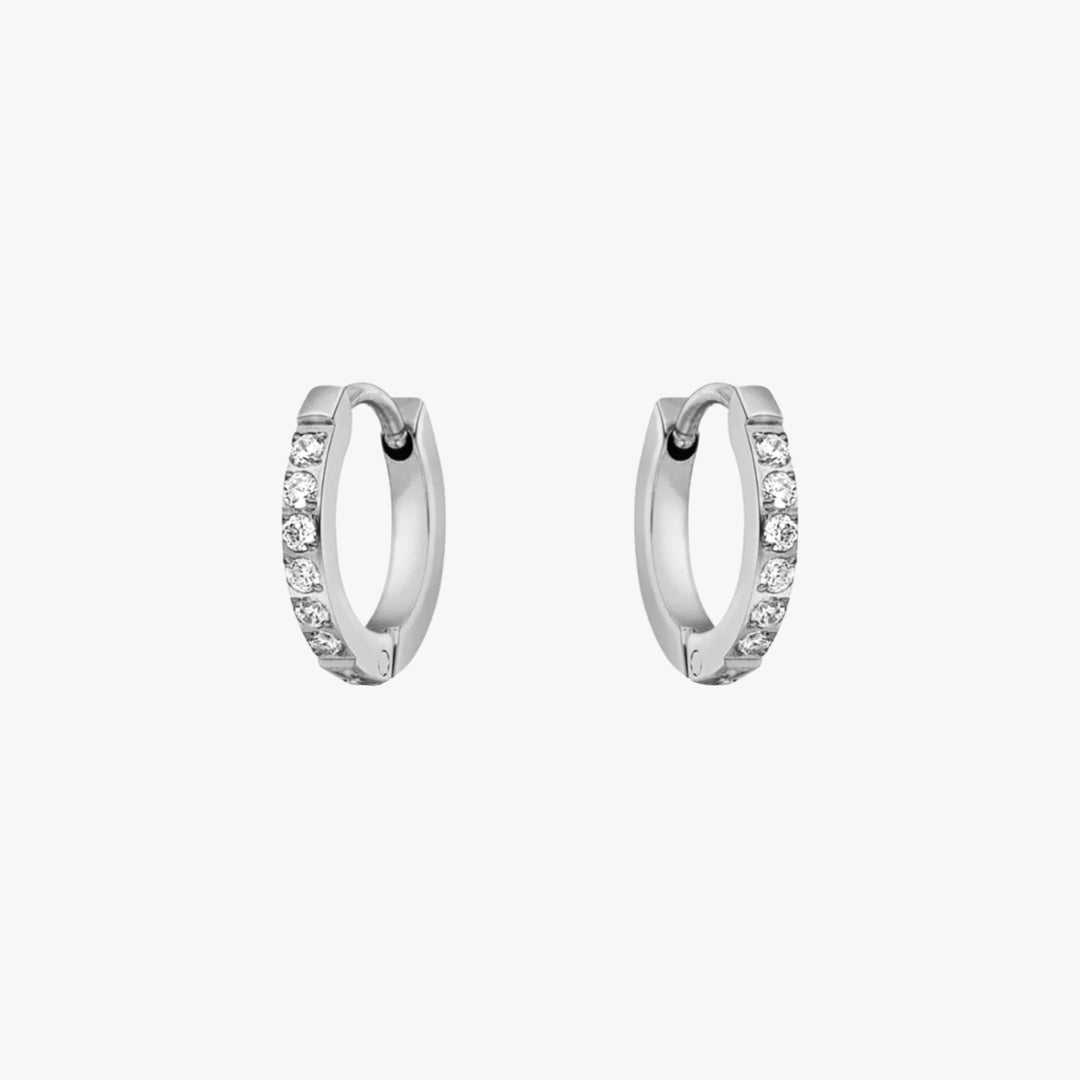 Small Hoops with Zirconia - Amara-Silver-Nora Luxe
