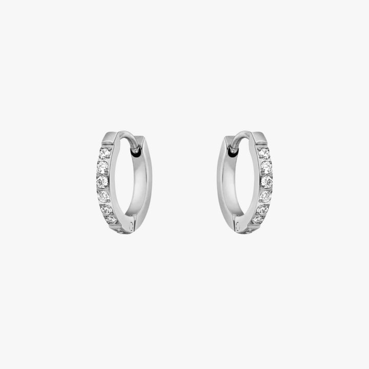Small Hoops with Zirconia - Amara-Silver-Nora Luxe