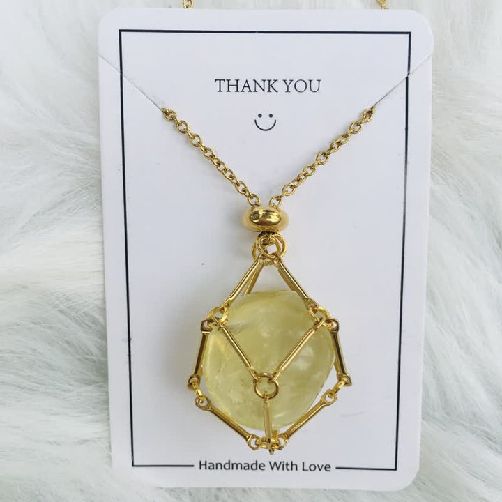 Small Natural Crystal Stone Bracelet Necklace - Iris-Citrine-Gold-Nora Luxe