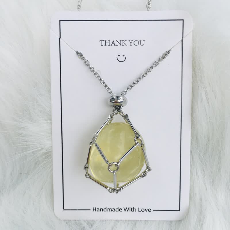 Small Natural Crystal Stone Bracelet Necklace - Iris-Citrine-Silver-Nora Luxe