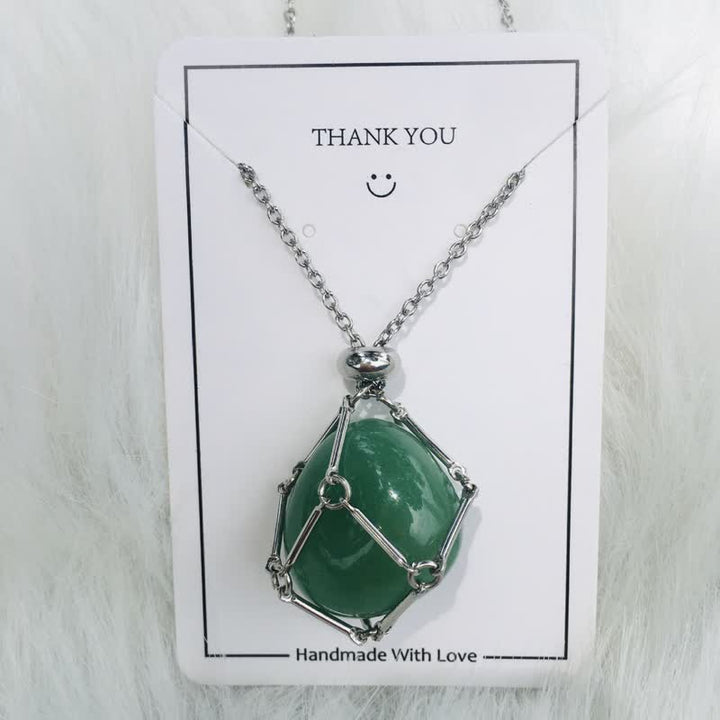 Small Natural Crystal Stone Bracelet Necklace - Iris-Green Aventurine-Silver-Nora Luxe