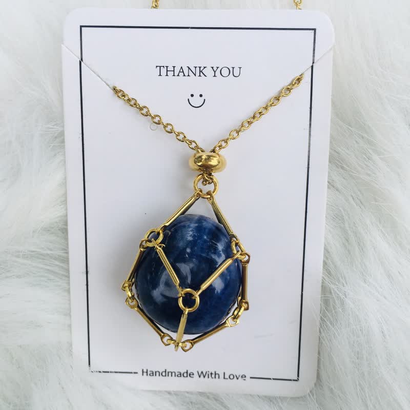 Small Natural Crystal Stone Bracelet Necklace - Iris-Lapis Lazuli-Gold-Nora Luxe