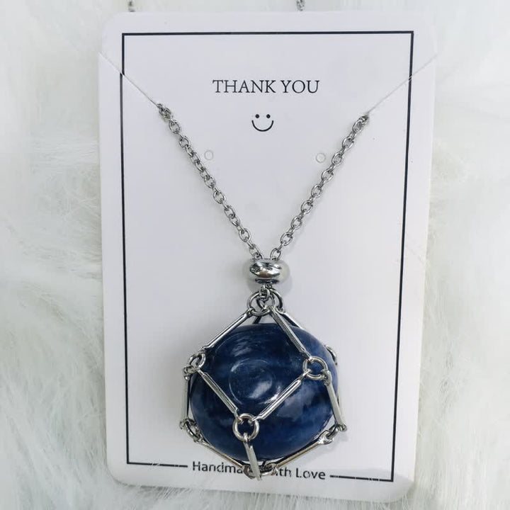 Small Natural Crystal Stone Bracelet Necklace - Iris-Lapis Lazuli-Silver-Nora Luxe
