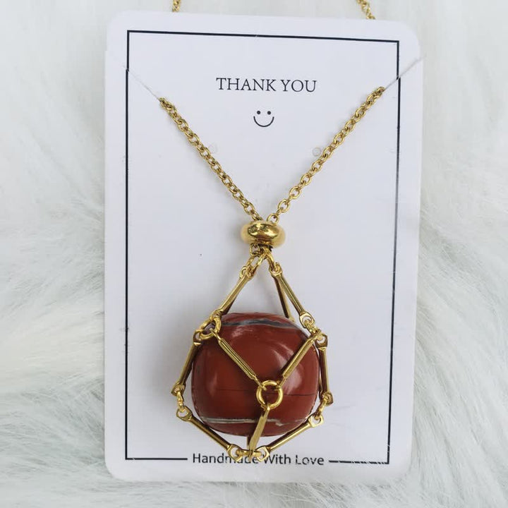 Small Natural Crystal Stone Bracelet Necklace - Iris-Red Jasper-Gold-Nora Luxe