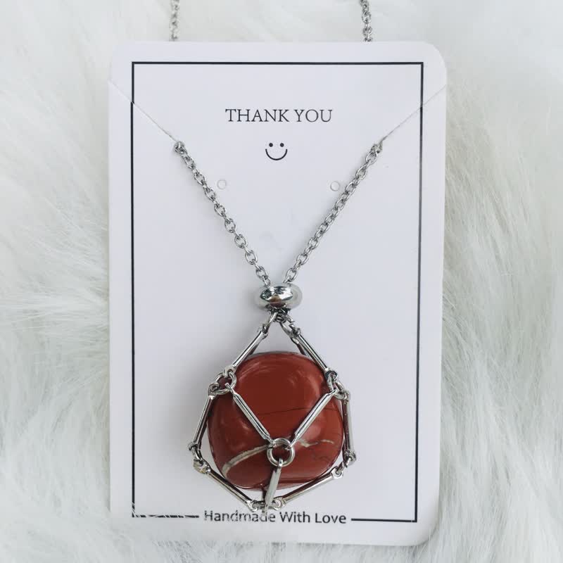 Small Natural Crystal Stone Bracelet Necklace - Iris-Red Jasper-Silver-Nora Luxe