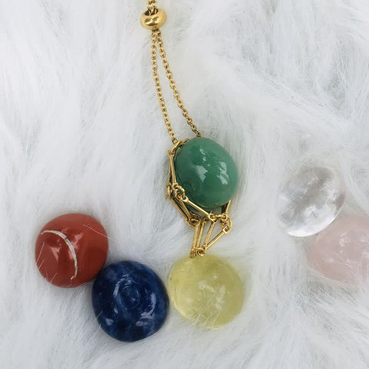 Small Natural Crystal Stone Bracelet Necklace - Iris-Rose quartz-Silver-Nora Luxe