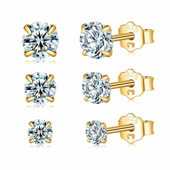 Small Zirconia Earrings - Lynette-Set (All sizes)-Gold-Nora Luxe