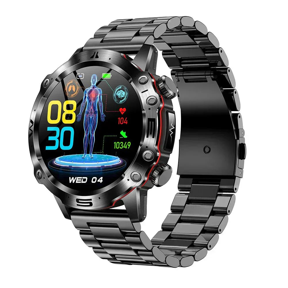 Smart Health Tracker with Glucose and ECG Measurement - HealthPro-Black steel-Nora Luxe