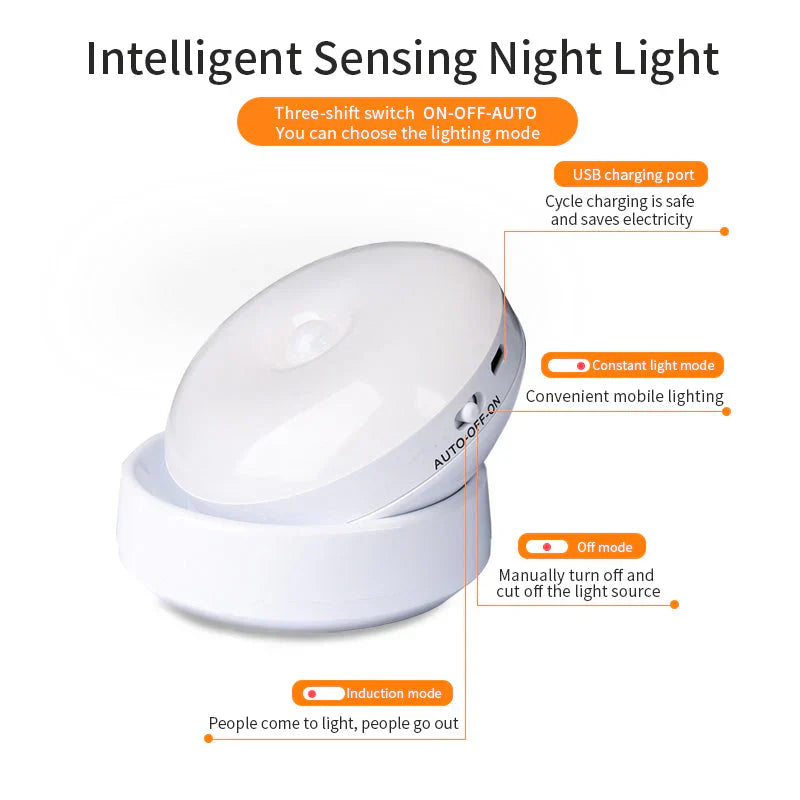 Smart Motion Sensor Night Light - Elara-White-Nora Luxe