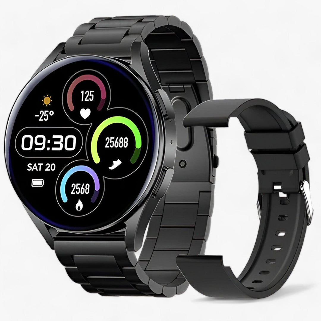 Smartwatch for Health and Style - Evelyne-Black steel-Nora Luxe