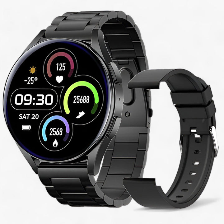 Smartwatch for Health and Style - Evelyne-Black steel-Nora Luxe
