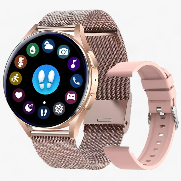 Smartwatch for Health and Style - Evelyne-Rose gold mesh-Nora Luxe