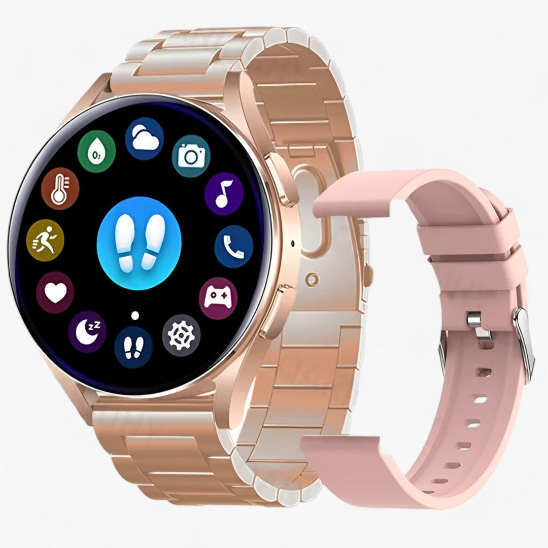 Smartwatch for Health and Style - Evelyne-Rose gold steel-Nora Luxe