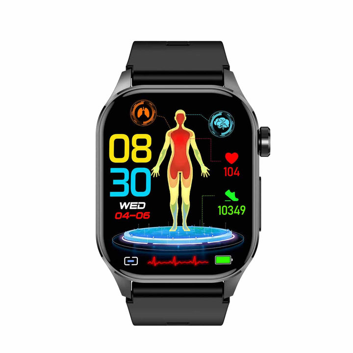 Smartwatch with ECG, Blood Sugar and Blood Pressure Monitoring - HealthSync-Blue-Nora Luxe