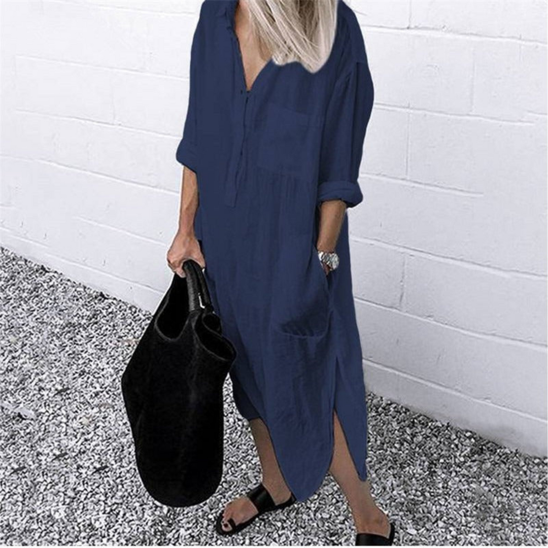 Smooth and Comfortable Long Summer Dress - Mila-Dark blue-S-Nora Luxe
