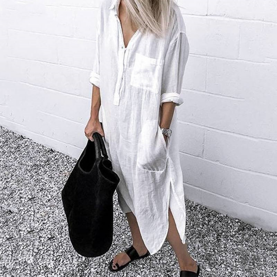 Smooth and Comfortable Long Summer Dress - Mila-White-S-Nora Luxe
