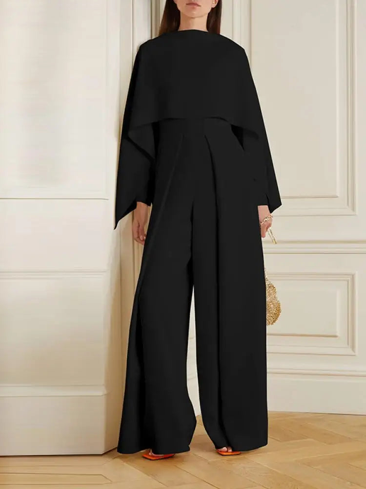 Smooth Jumpsuit with Beautiful Pleats - Lara-Black-S-Nora Luxe