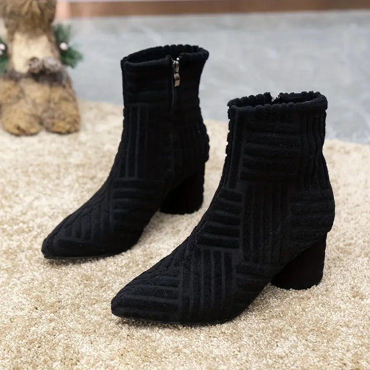 Smooth Ladies' Boots with Block Heel - Selene-Black-4.0-Nora Luxe