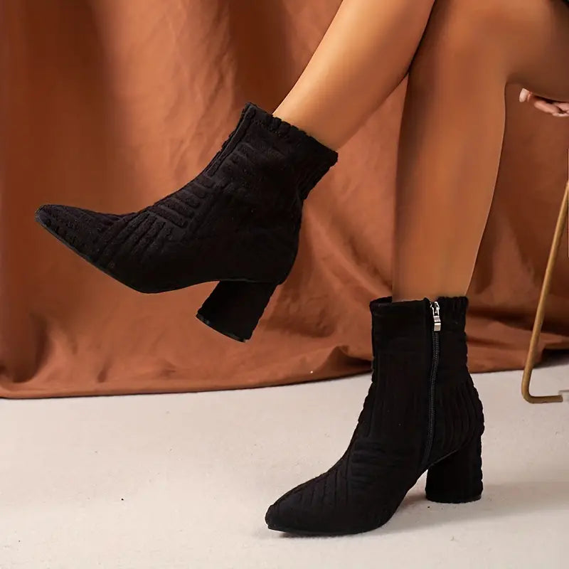 Smooth Ladies' Boots with Block Heel - Selene-Black-4.0-Nora Luxe