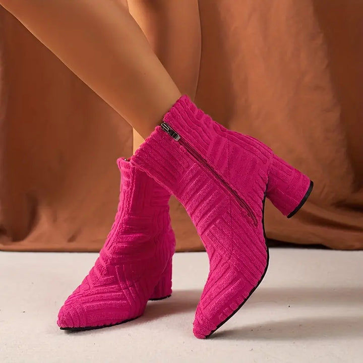 Smooth Ladies' Boots with Block Heel - Selene-Pink-4.0-Nora Luxe