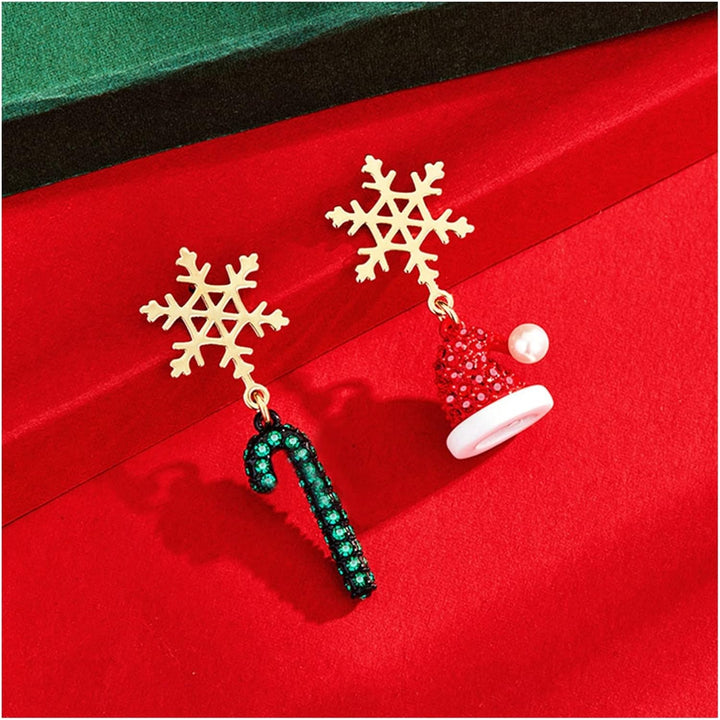 Snowflake Christmas Earrings | Women's Festive Jewellery-CANDY CANE-Nora Luxe