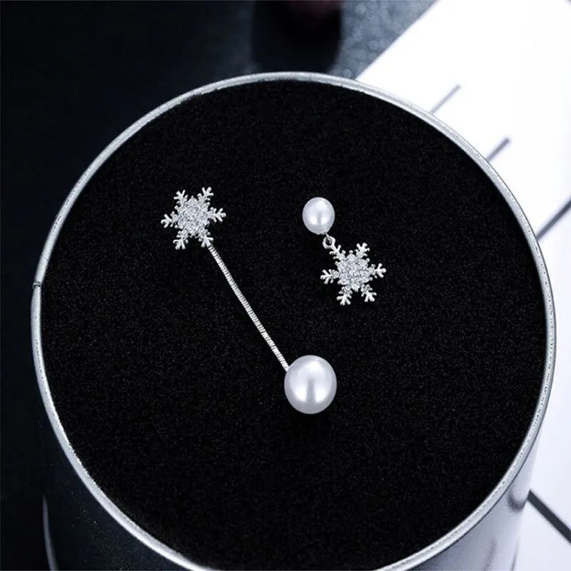Snowflake Drop Earrings - Elegant Winter Jewellery-Nora Luxe