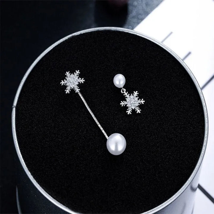 Snowflake Drop Earrings - Elegant Winter Jewellery-Nora Luxe