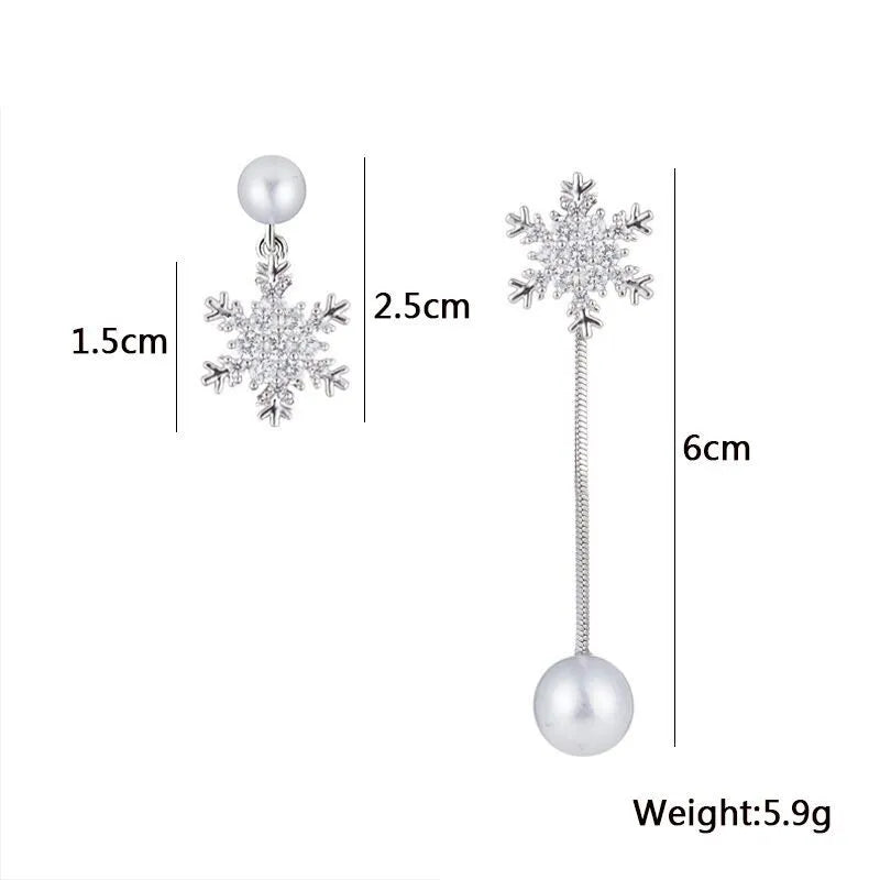 Snowflake Drop Earrings - Elegant Winter Jewellery-Nora Luxe