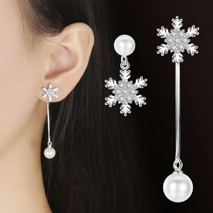 Snowflake Drop Earrings - Elegant Winter Jewellery-Nora Luxe