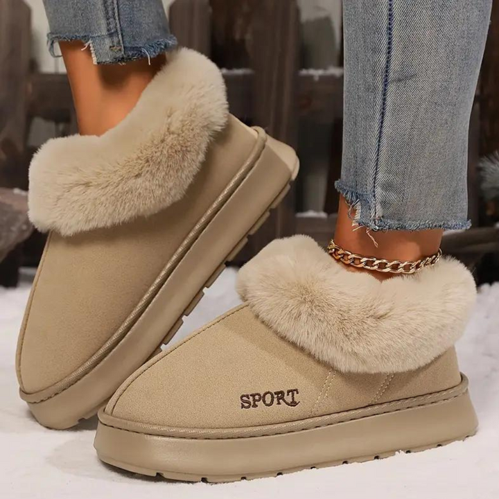 Soft and Warm Ladies Slippers - Nova-Khaki-3-Nora Luxe