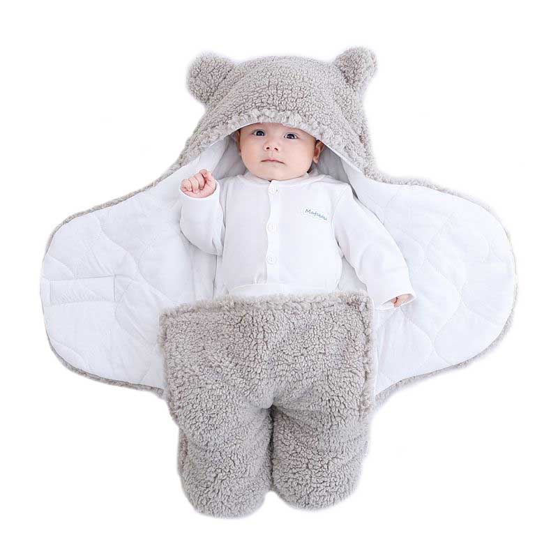 Soft Baby Swaddle Sleeping Bag - CosyCub-Elephant Gray-0-6 months-Nora Luxe