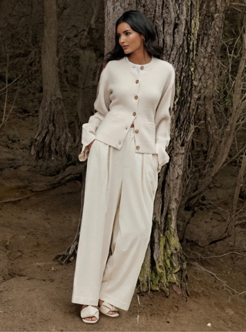 Soft Button-Up Sweater - Eveline-Beige-XS-Nora Luxe