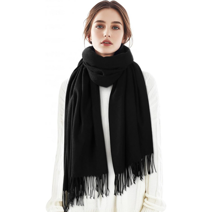 Soft Cashmere Winter Scarf - Martha-Black-Nora Luxe