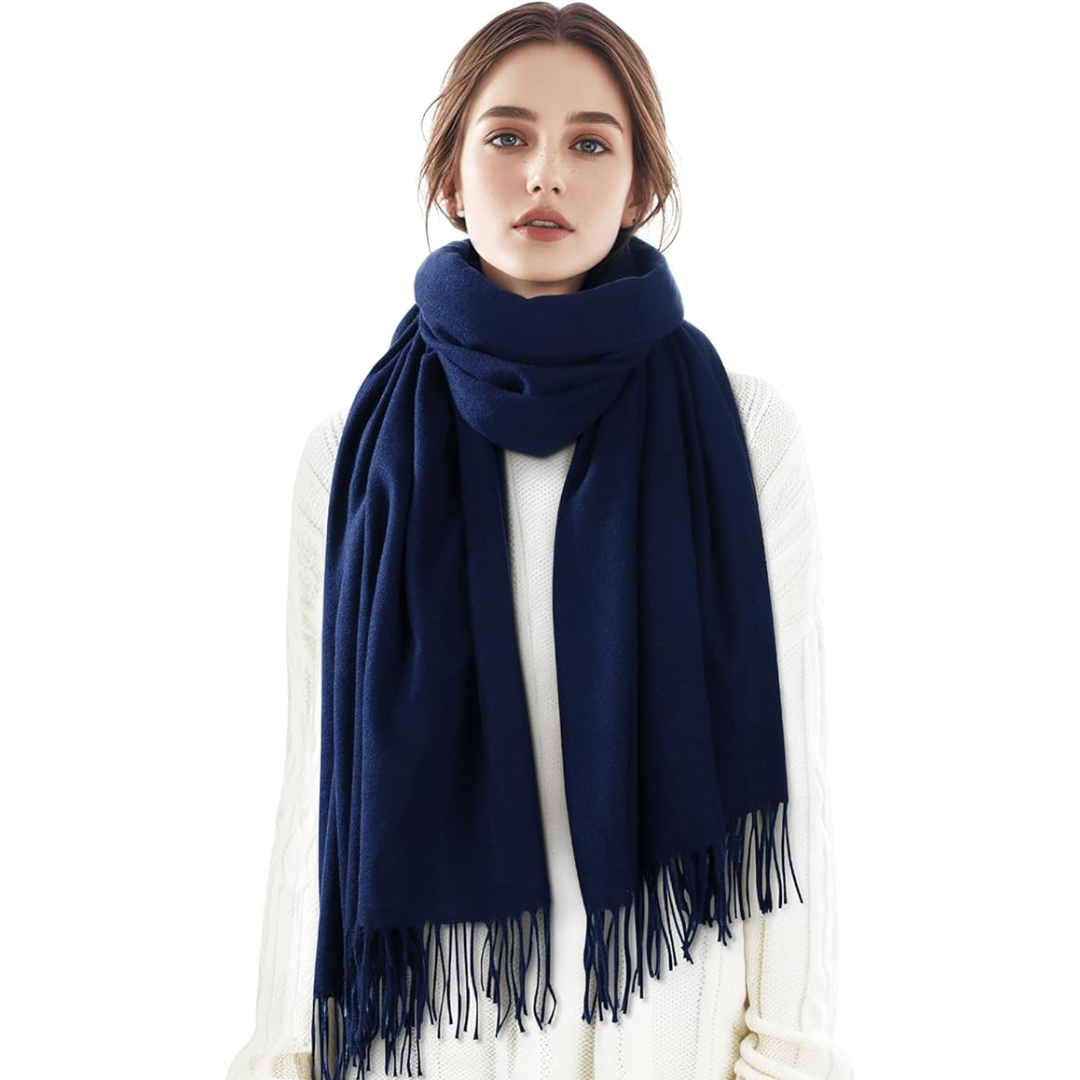 Soft Cashmere Winter Scarf - Martha-Marine Blue-Nora Luxe