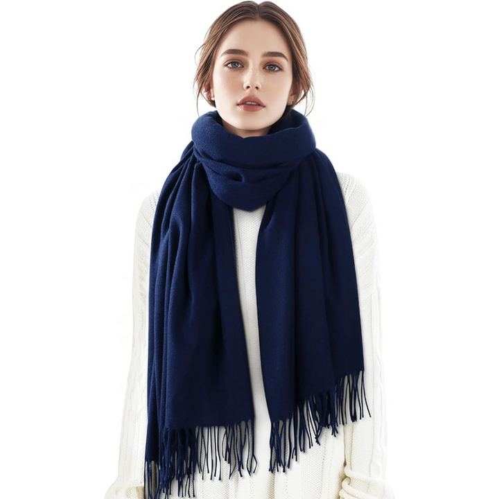 Soft Cashmere Winter Scarf - Martha-Marine Blue-Nora Luxe