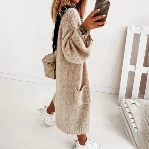 Soft Knit Oversized Women's Cardigan - Sienna-Khaki-XS-Nora Luxe