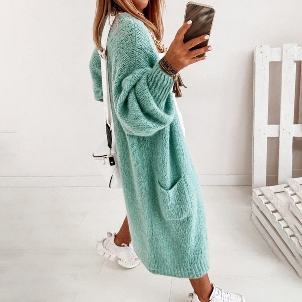 Soft Knit Oversized Women's Cardigan - Sienna-Khaki-XS-Nora Luxe