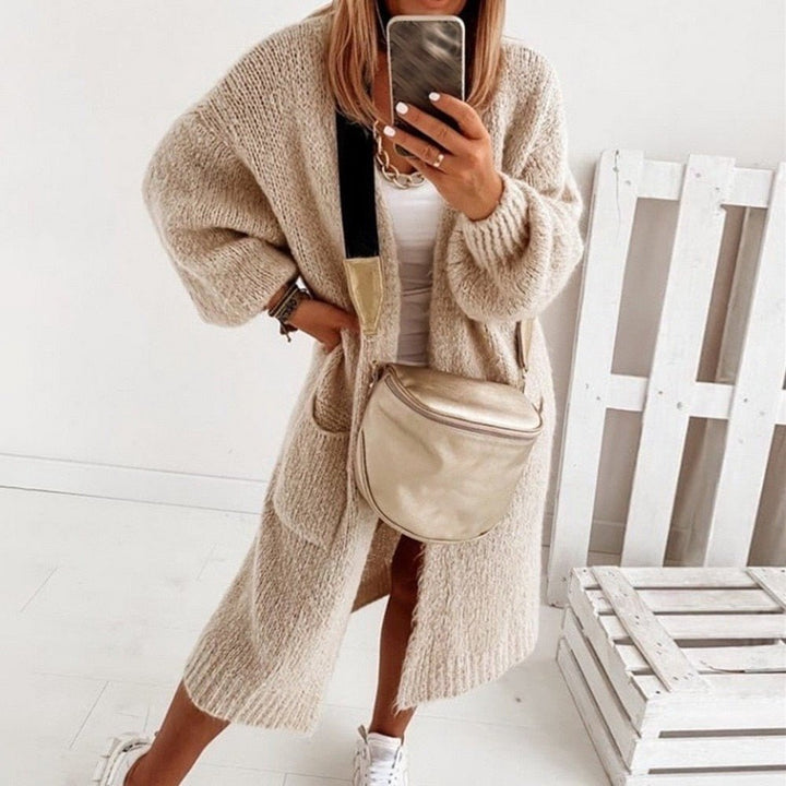 Soft Knit Oversized Women's Cardigan - Sienna-Khaki-XS-Nora Luxe