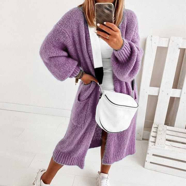 Soft Knit Oversized Women's Cardigan - Sienna-Purple-XS-Nora Luxe